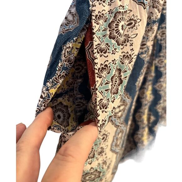 BCBGeneration Scoop Neck Short Sleeve Shorts Romper Sz XS Pink Blue Boho Pull On - Picture 4 of 12